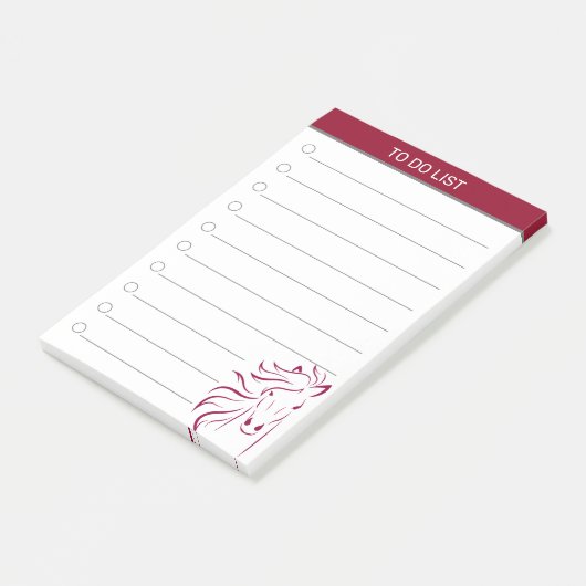 Modernes Kunstpferd in Bordeaux und Weiß Post-it Klebezettel (angewinkelt)