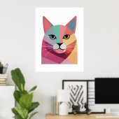 Modernes Kunstposter mit einer bunten Katze 1 Poster (Heimbüro)