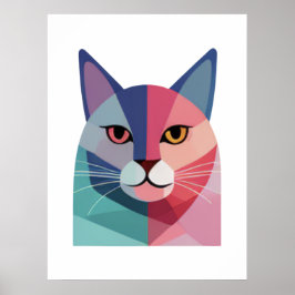 Modernes Kunstposter mit rosa Katze 2 Poster