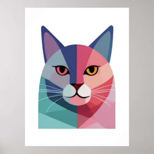 Modernes Kunstposter mit rosa Katze 2 Poster (Vorne)