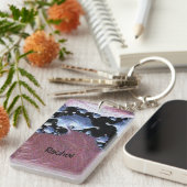 Modernes Kunstrosa Lila Schlüsselanhänger (Vorderseite rechts)