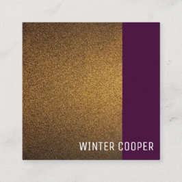Modernes Kupfergold-violett minimalistisch Quadratische Visitenkarte