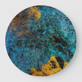 Modernes Kupfermetallic Blue Gold Große Wanduhr (Vorderseite)