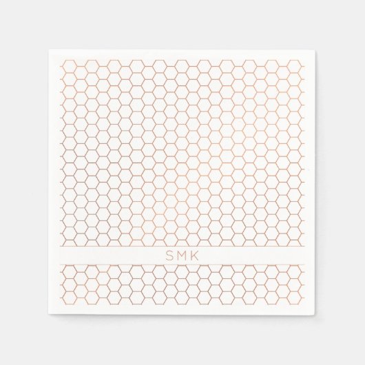 Modernes Kupfermonogramm für die Rose Gold Foil He Serviette (Vorderseite)