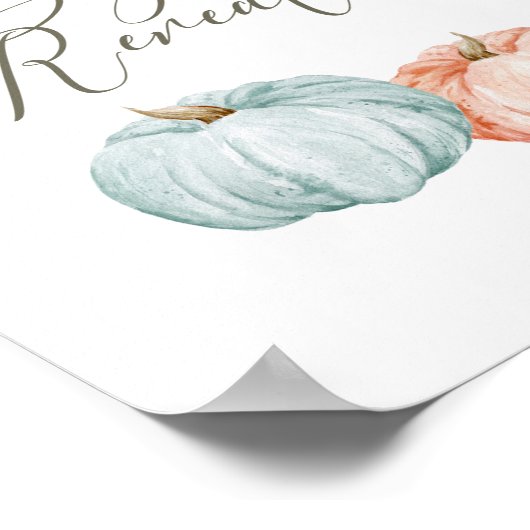 Modernes Kürbisgeschlecht offenbart Fall Willkomme Poster (Ecke)