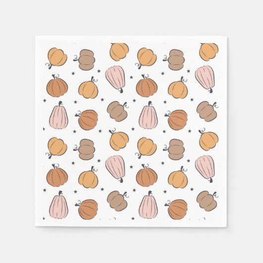 Modernes Kürbismuster - Papier Napkins Serviette (Vorderseite)