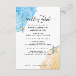 Modernes Küstenmeer und Sandstrand - Hochzeitsdeta Begleitkarte