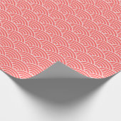 Modernes Lachs Japanisches Wave Wrapping Paper Geschenkpapier (Ecke)