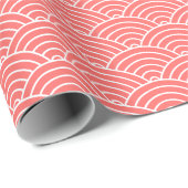Modernes Lachs Japanisches Wave Wrapping Paper Geschenkpapier (Rolleneckpunkt)