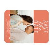 Modernes Lachs Pink Save the Date Hochzeitsfest Fo Magnet (Horizontal)
