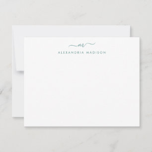 Modernes Lake Green Script Monogram Swash Statione Mitteilungskarte