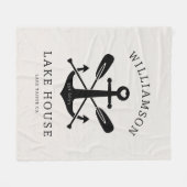 Modernes Lake House Familienname Anchor Oars Paddl Fleecedecke (Vorderseite (Horizontal))