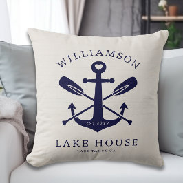 Modernes Lake House Familienname Anchor Oars Paddl Kissen