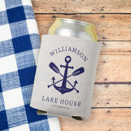Modernes Lake House Familienname Nautic | Navy Blu Dosenkühler