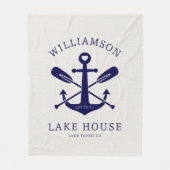 Modernes Lake House Familienname Nautic | Navy Blu Fleecedecke (Vorderseite)