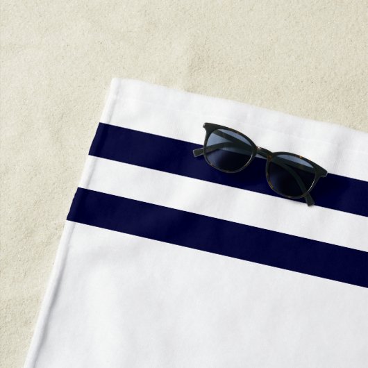 Modernes Lake House Familienname Nautic White Blue Strandtuch (Beispiel)