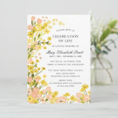Modernes Land Gelb Rosa Feierliche Beerdigung Einladung (Stehend Vorderseite)