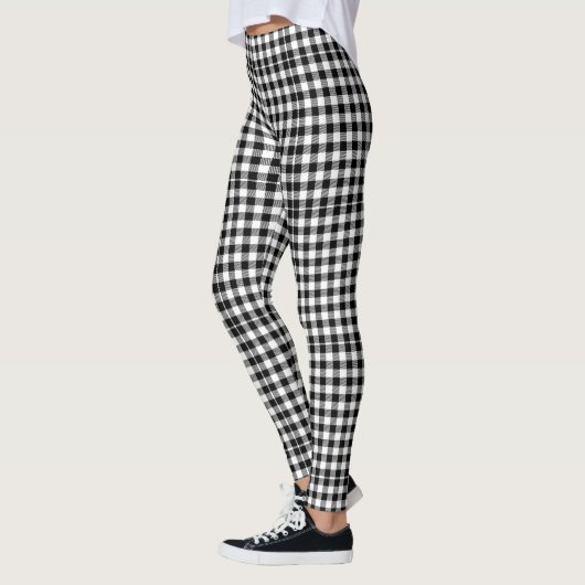Modernes Land Schwarz-Weiß Gingham Checkered Leggings (Links)