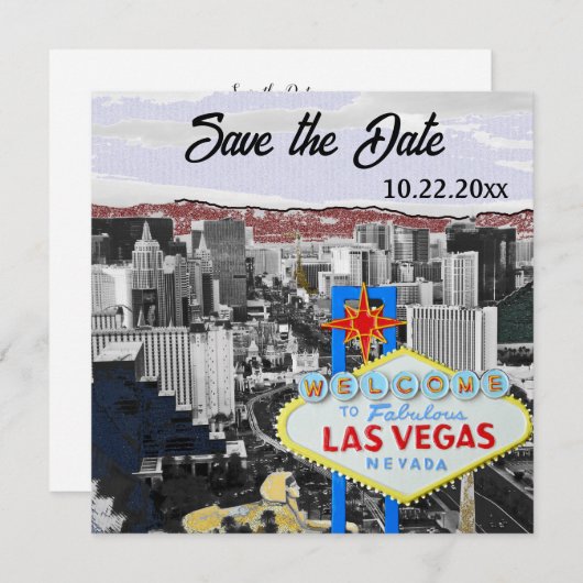 Modernes Las Vegas Save the Date (Vorne/Hinten)