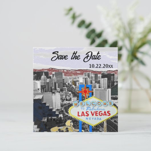 Modernes Las Vegas Save the Date (Stehend Vorderseite)
