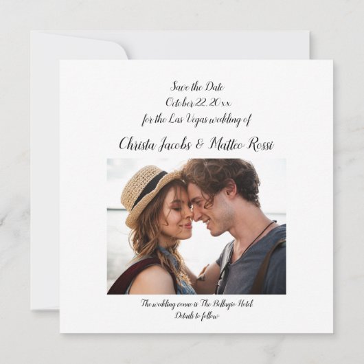 Modernes Las Vegas Save the Date (Rückseite)