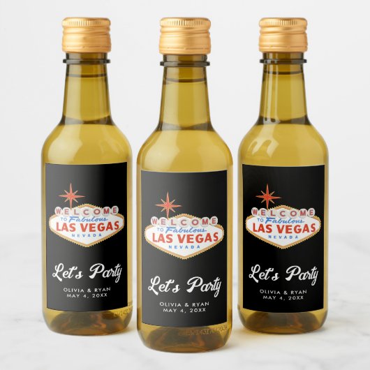 Modernes Las Vegas Wedding Mini Weinlabel Weinetikett (Flaschen)