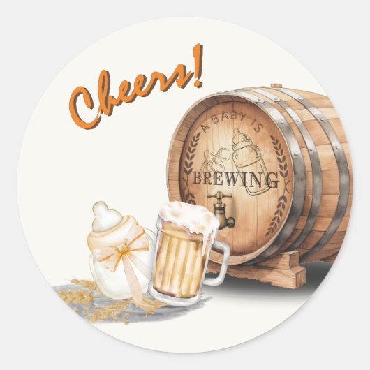 Modernes Lässiges Bier-Windel Runder Aufkleber (Vorderseite)