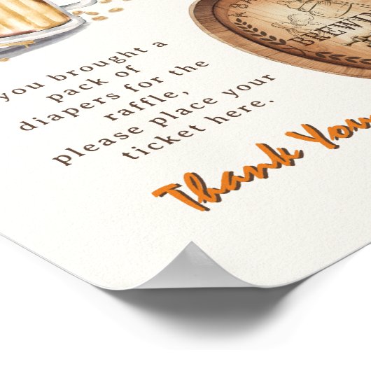 Modernes Lässiges Bier-Windeln-Zeichen Poster (Ecke)