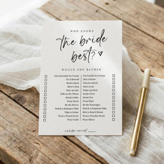 Modernes Lässiges Brautparty-Spiel würde sie eher Einladung