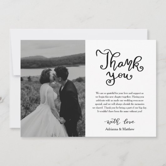 Modernes Lässiges Dankeschön an Script Wedding Fot Dankeskarte (Vorderseite)