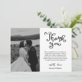 Modernes Lässiges Dankeschön an Script Wedding Fot Dankeskarte (Stehend Vorderseite)