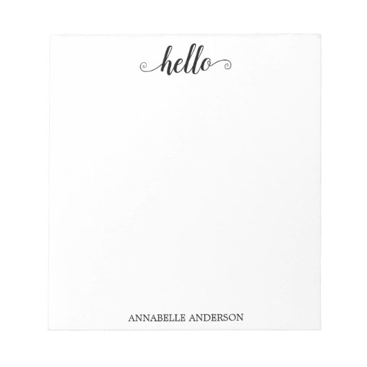 Modernes Lässiges, elegantes Script Black Gray Hal Notizblock (Vorderseite)