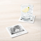 Modernes Lässiges Foto Hochzeit rettet das Datum Rechteckiger Pappuntersetzer (Vor Ort)