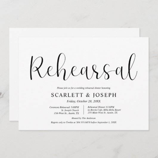 Modernes Lässiges, Hochzeitsfest und Abendessen Einladung (Vorne/Hinten)