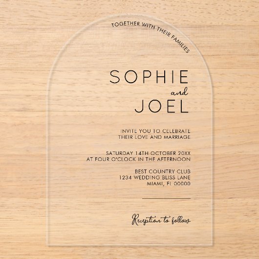 Modernes Lässiges Minimalistisches Schwarz auf Kla Acryleinladungen (Vorderseite)