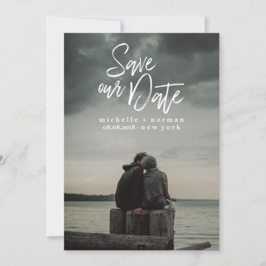 Modernes Lässiges Pinsel | FOTO SAVE THE DATE (Vorderseite)