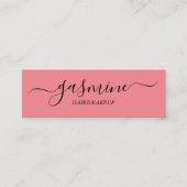 Modernes Lässiges Schwarz-Rosa-Script Mini Visitenkarte (Vorderseite)