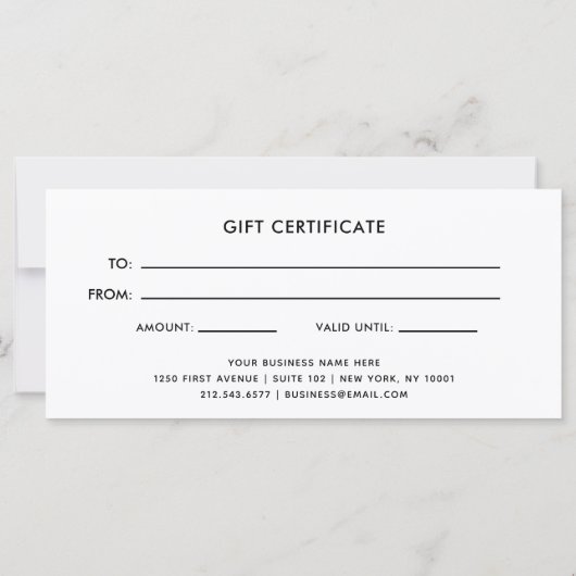 Modernes Lässiges Script Black | Geschenkgutschein (Rückseite)