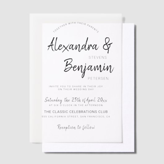 Modernes lässiges Skriptüberlagerungssystem Pergament Einladungen (Versetzt)