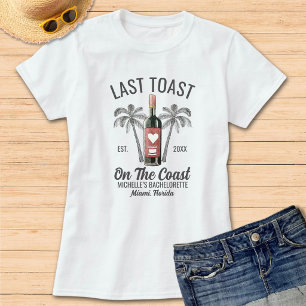 Modernes Last Toast Beach Bachelorette Bridesmaid T-Shirt