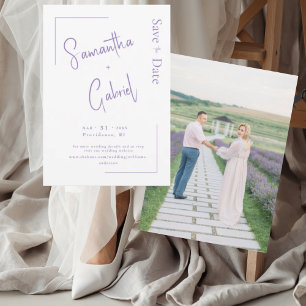 Modernes Lavendel Couple Foto Hochzeit retten das  Save The Date