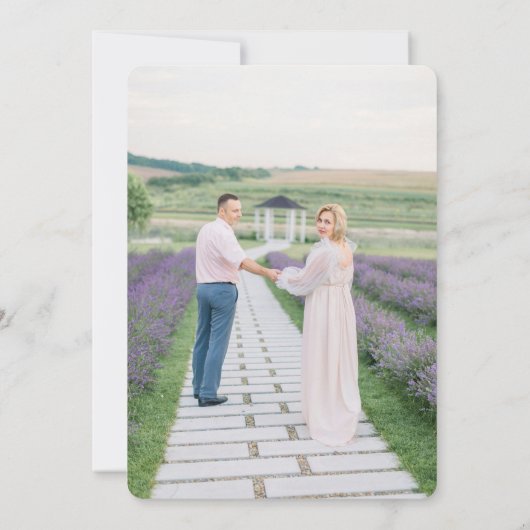 Modernes Lavendel-Foto Hochzeit retten Datum II Save The Date (Rückseite)