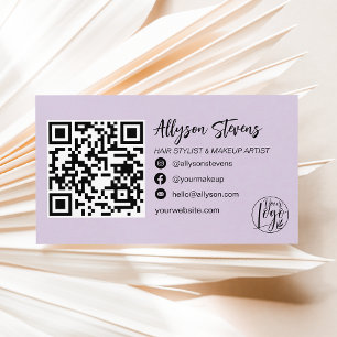 modernes Lavendel-Foto-Logo qr Visitenkarte