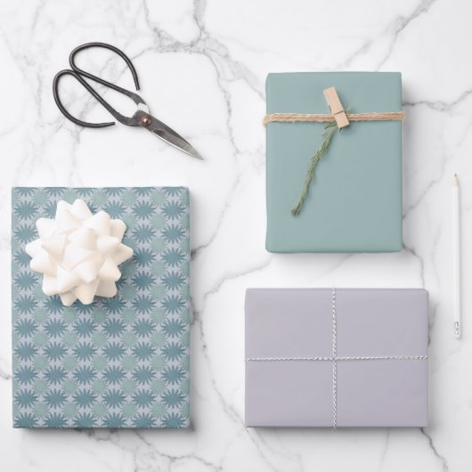 Modernes Lavendel Grau Sommer Grün Muster Geschenkpapier Set (Vorderseite)