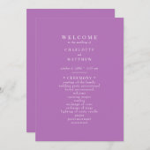 Modernes Lavendel-Hochzeitsprogramm Einladung (Vorne/Hinten)