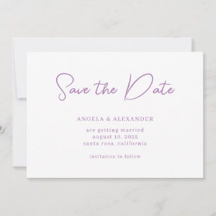 Modernes Lavendel-Hochzeitsskript Save The Date
