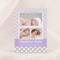Modernes Lavendel Lila Muster Baby Foto Birth