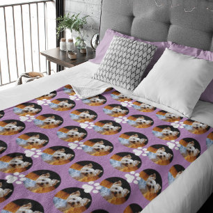 Modernes Lavendel Pet Foto Druckmuster Niedlich Fleecedecke