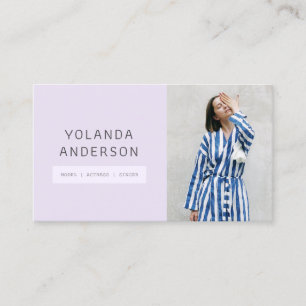 Modernes Lavendel-Stylist-Schauspieler-Modell Foto Visitenkarte