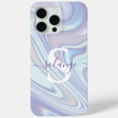 Modernes Lavendel Swirl Holographic Name Monogram Case-Mate iPhone Hülle (Rückseite)